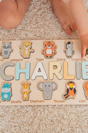 Personalized Name Puzzle Montessori Wooden Toy for Toddlers, Perfect for Birthdays, Baptisms, and Christmas