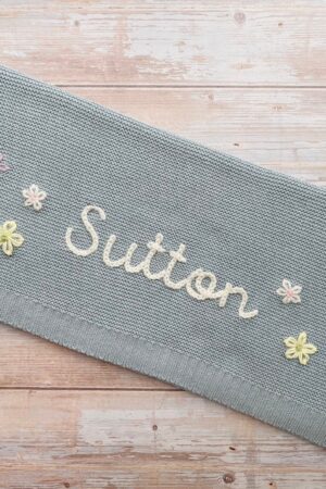 Personalized Baby Knit Blanket Embroidered Soft Cotton for Newborn Gifts and Baby Showers