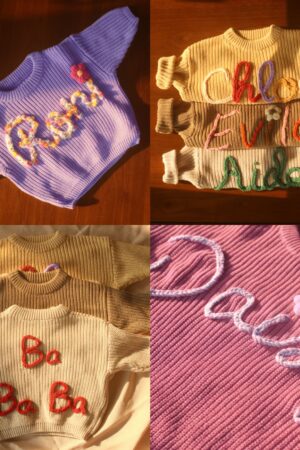 Personalized Baby Knit Sweater Embroidered Name, Perfect for Coming Home Outfit or Gift