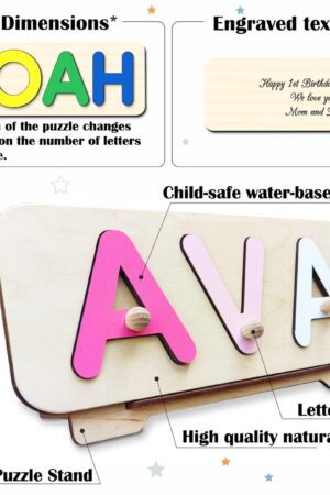 Personalized Name Puzzle with Pegs A Cherished Keepsake for First Christmas and Birthdays