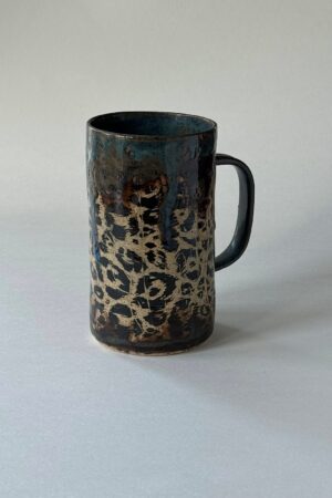 Handmade Cheetah Print Ceramic Mug with Glaze Drip Design Unleash Your Wild Side