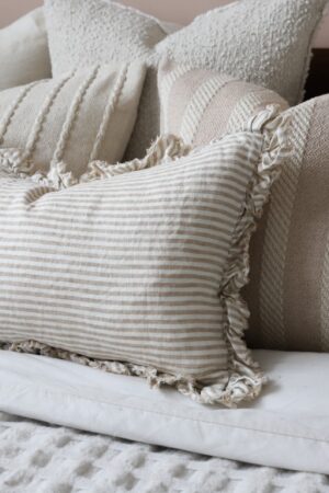 Cozy Comfort India Beige Rope Stripe Cushion for Serene Ambiance