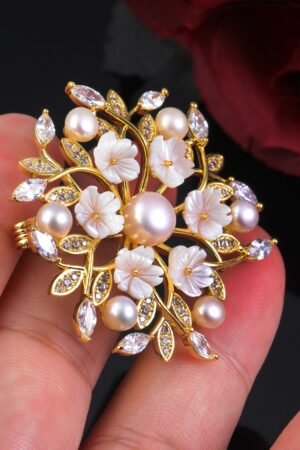 Exquisite Mother's Day Gift Natural Shell Cherry Blossom Brooch for Women