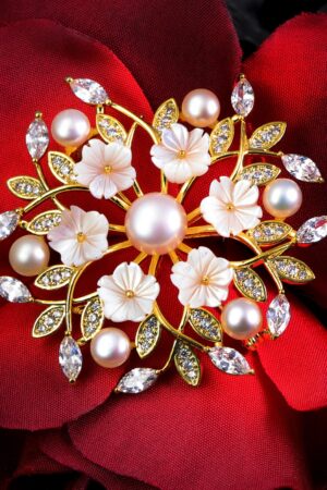 Exquisite Mother's Day Gift Natural Shell Cherry Blossom Brooch for Women