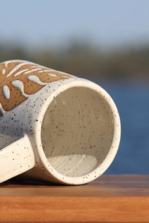 Unleash the Tropics Handcrafted Monstera Leaf Mug by Salt of the Earth Pottery