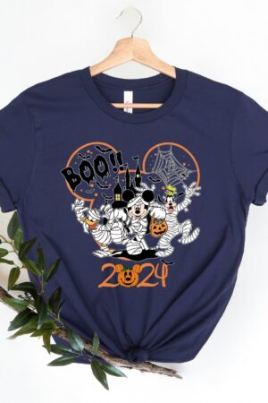 Enchanting Disney Halloween 2024 Family Matching Shirts Spooktacular Adventure with Mickey, Minnie, and Friends