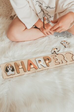 Personalized Wooden Name Puzzle A Cherished Gift for Baby Showers, First Birthdays, and Montessori Play