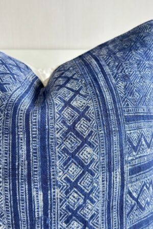 Vintage Indigo Hemp Pillow Cover Handcrafted Charm for Your Home