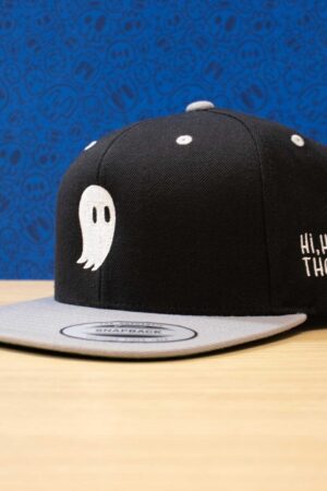 Fred the Ghost Embroidered Ghost Snapback Hat | Classic Black and Gray