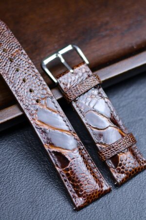 Genuine British Tan Ostrich Leg Leather Watch Band Premium Wristband for Men and Women