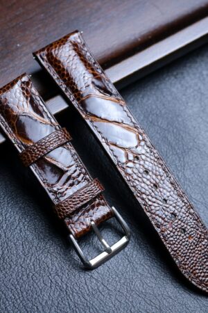 Genuine British Tan Ostrich Leg Leather Watch Band Premium Wristband for Men and Women