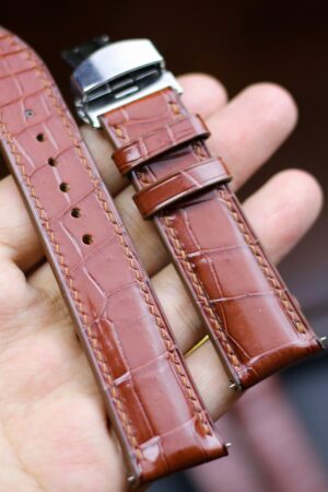 Premium Alligator Watch Band Elevate Your Timepiece with Genuine Leather and Deployant Clasp