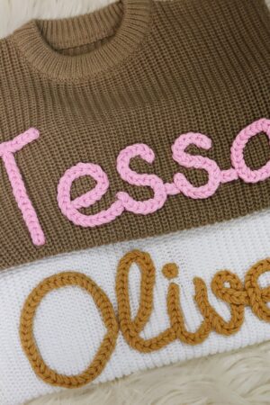 Personalized Baby Knit Sweater Embroidered Name, Perfect for Coming Home Outfit or Gift