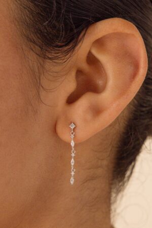 Caitlyn Minimalist Diamond Drop Earrings Dainty Marquise Diamond Dangle Earrings for Weddings and Bridesmaids (ER445)