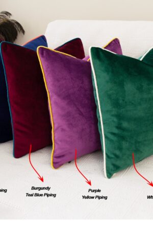 Luxurious Velvet Throw Pillow Covers with Customizable Piping in 26 Vibrant Hues