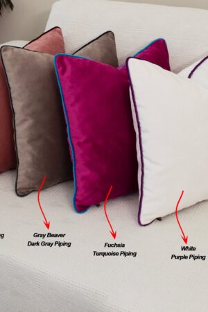 Luxurious Velvet Throw Pillow Covers with Customizable Piping in 26 Vibrant Hues