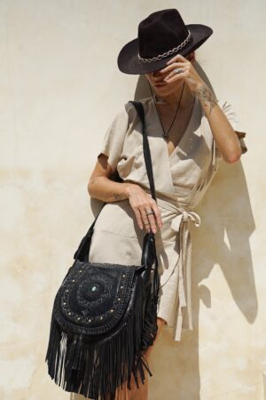 Exquisite Tooled Leather Boho Crossbody Purse A Western-Inspired Festival Essential