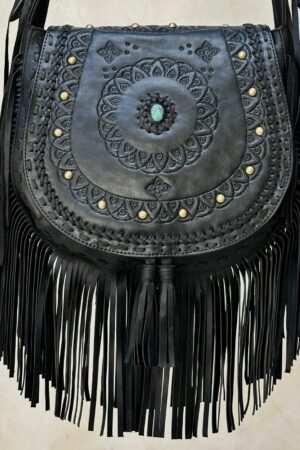 Exquisite Tooled Leather Boho Crossbody Purse A Western-Inspired Festival Essential