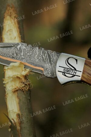 Copper Damascus Pocket Knife Handcrafted Masterpiece with Exotic Rose Wood Handle