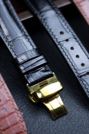 Premium Alligator Watch Band Elevate Your Timepiece with Genuine Leather and Deployant Clasp