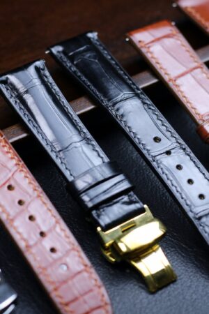 Premium Alligator Watch Band Elevate Your Timepiece with Genuine Leather and Deployant Clasp