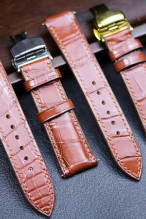 Premium Alligator Watch Band Elevate Your Timepiece with Genuine Leather and Deployant Clasp