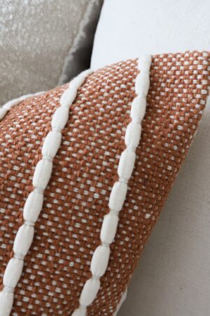 India Rust Textured Stripe Cushion Elevate Your Home Decor with Ethnic Charm