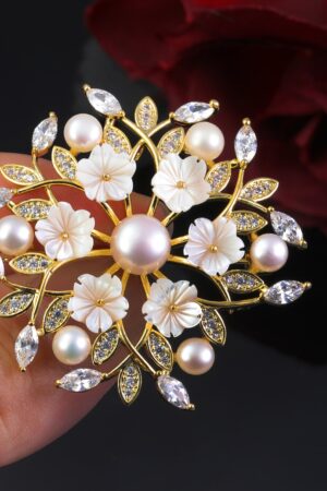 Exquisite Mother's Day Gift Natural Shell Cherry Blossom Brooch for Women