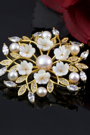 Exquisite Mother's Day Gift Natural Shell Cherry Blossom Brooch for Women