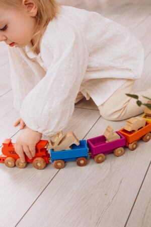 Personalized Wooden Farmer Train with Animals A Sensory and Educational Adventure for Toddlers