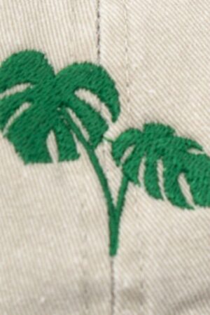 Embroidered Monstera Leaf Baseball Cap Tropical Summer Style with Washed Cotton Comfort