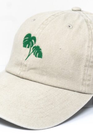 Embroidered Monstera Leaf Baseball Cap Tropical Summer Style with Washed Cotton Comfort