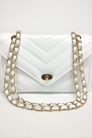 Timeless Elegance Double Flap V Diamonds Genuine Leather Shoulder Bag