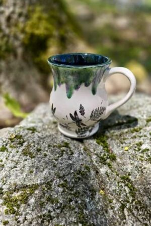 Peacock Purple Dragonfly Stoneware A Majestic Mug for Your Daily Brew