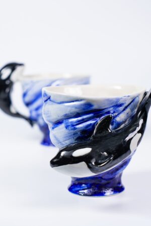 Orca Sky Blue Ceramic Mugs Dive into the Depths of Oceanic Charm