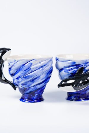 Orca Sky Blue Ceramic Mugs Dive into the Depths of Oceanic Charm