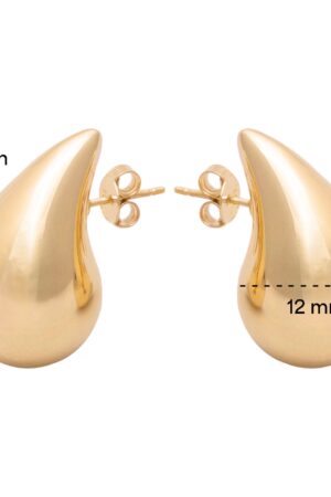 Kendall Drop Dome Earrings Solid Gold K14 Chunky Stud Earrings, A Timeless Gift for Her