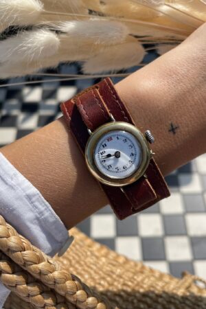 Timeless Elegance Rare 1920s Brass Trench Wristwatch with Non-Original Leather Strap