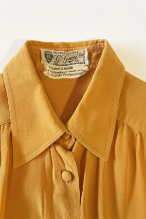 Vintage 1970s Gucci Silk Blouse in Apricot, Size M