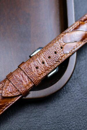 Genuine British Tan Ostrich Leg Leather Watch Band Premium Wristband for Men and Women