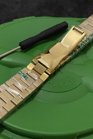 20mm President Crown Yellow Gold Plated Stainless Steel Watch Strap Bracelet Band for Perpetual Day Date Date Daytona