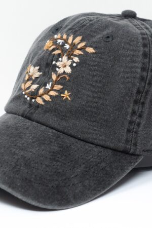 Embroidered Alphabet Letter Baseball Cap Personalized Floral Design for a Unique Gift