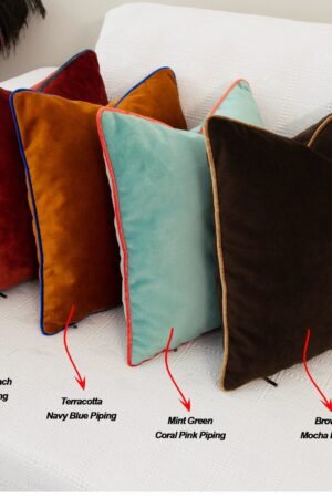 Luxurious Velvet Throw Pillow Covers with Customizable Piping in 26 Vibrant Hues