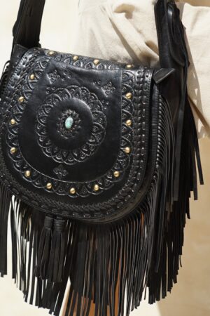 Exquisite Tooled Leather Boho Crossbody Purse A Western-Inspired Festival Essential