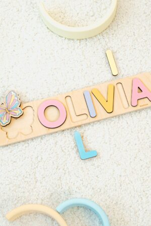 Personalized Name Puzzle with Pegs A Hoppy First Easter Gift