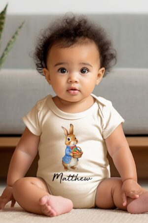 Personalized Easter Baby Onesie Adorable Bunny Bodysuit with Custom Name