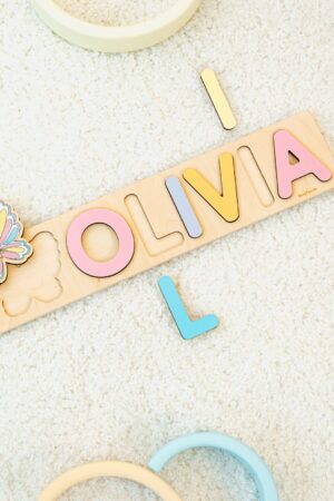 Personalized Wooden Name Puzzle Educational Montessori Toy for Toddlers and Newborns