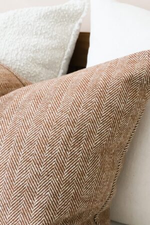 Tia Rust Herringbone Textured Throw Pillow