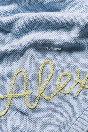 Personalized Knit Baby Blanket Embroidered with Love, Wrapped in Warmth