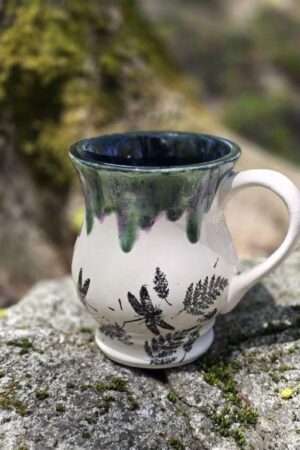 Peacock Purple Dragonfly Stoneware A Majestic Mug for Your Daily Brew